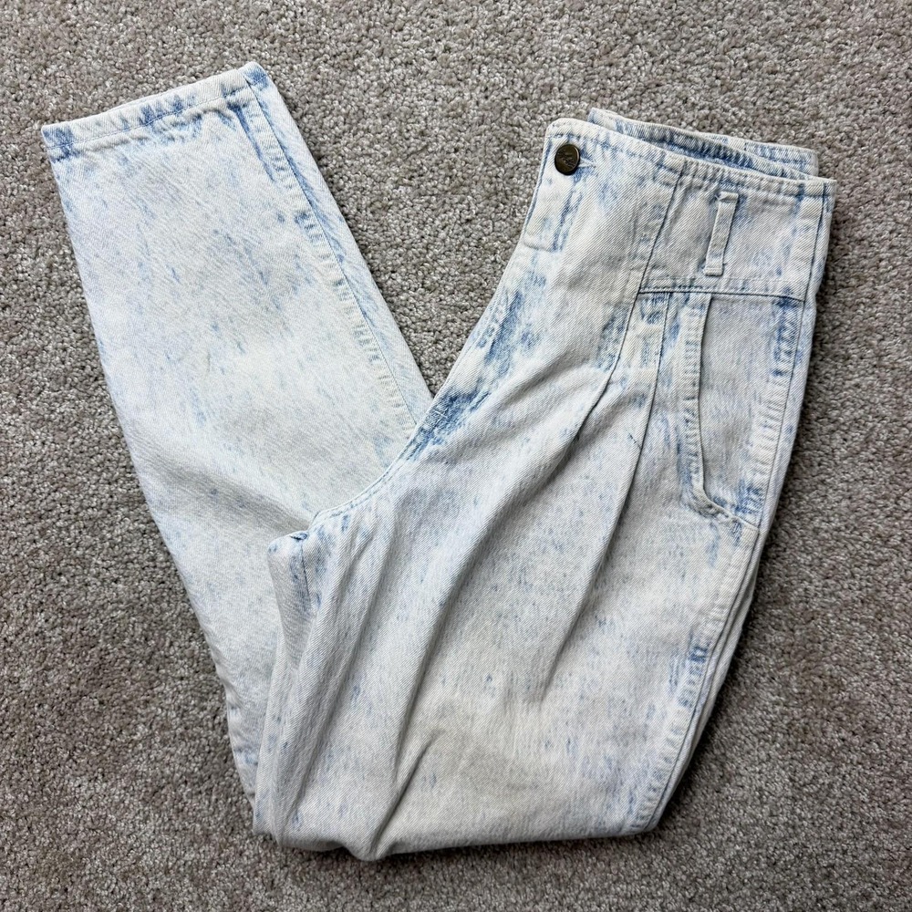 Vintage Chic Mom Jeans Womens 11 Acid Wash Blue High Rise Relaxed Pleated Denim